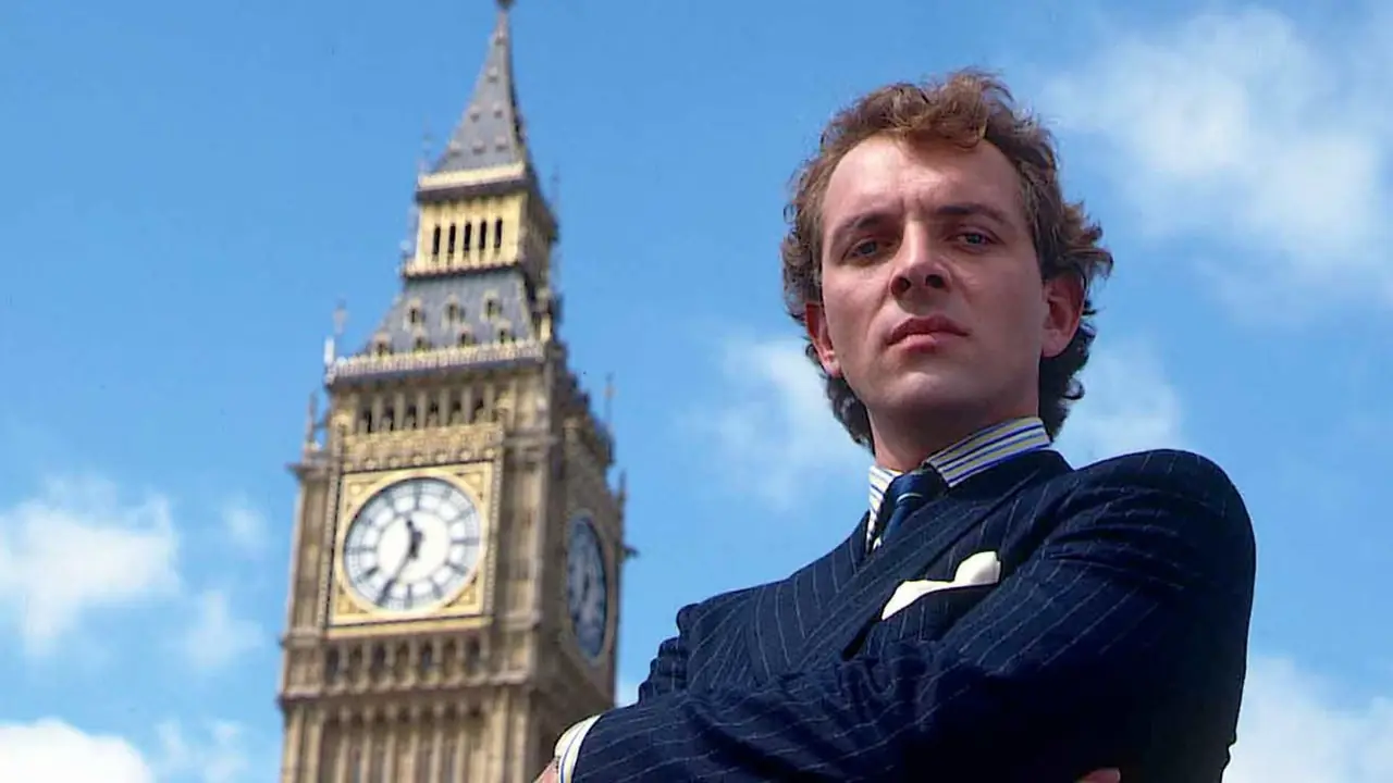 Alan B'stard przed Big Benem w „The New Statesman”.