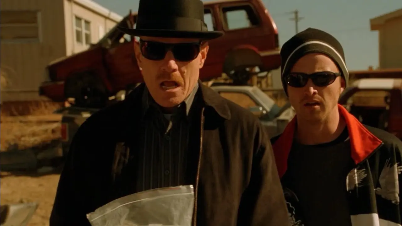 Walt e Jesse parecem chocados em Breaking Bad