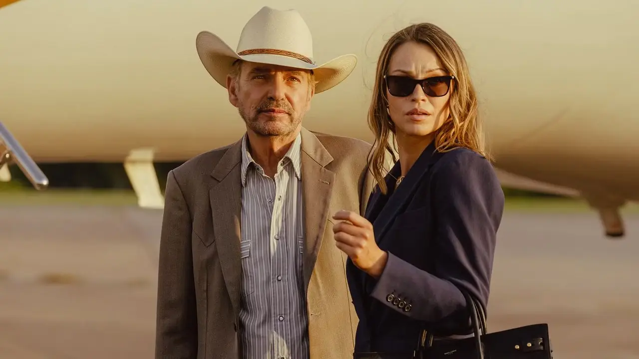 Tommy i Rebecca stoją razem w kadrze z filmu Landman
