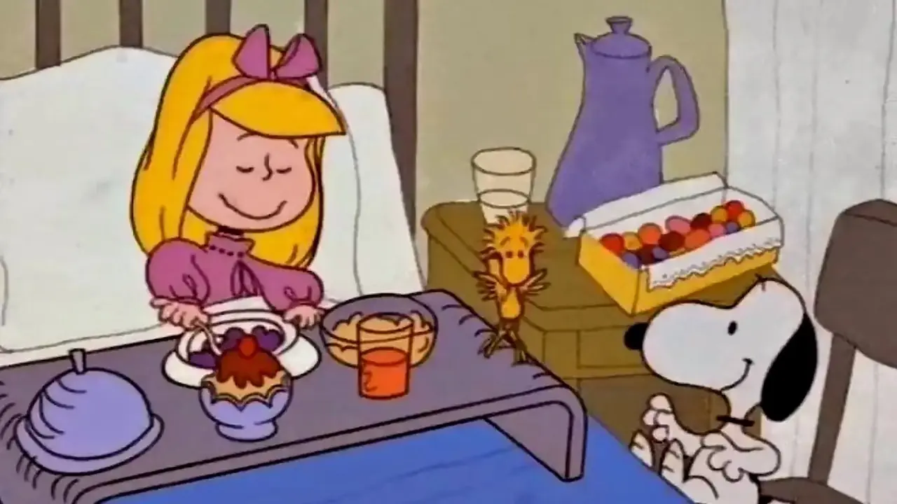 Snoopy bezoekt Lila in het ziekenhuis